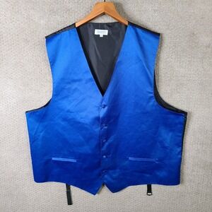 GIOBERTI Vest Mens 5XL Royal Blue Satin Formal Tuxedo Suit Dinner‎ Evening Party